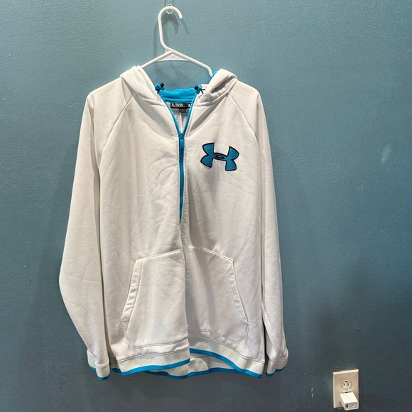 Under Armour Other - Under Armour Mens XL White Hoodie jacket brand new never worn with Blue Logo